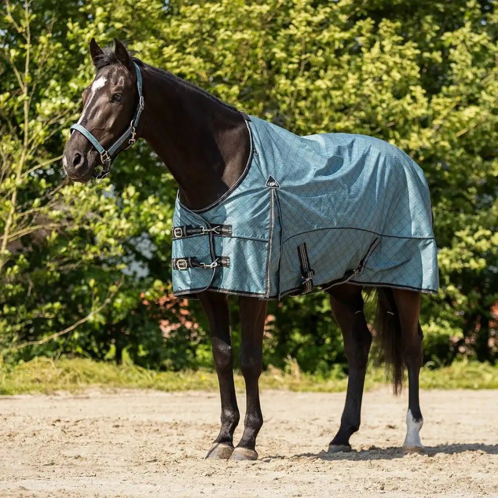 Výběhová deka QHP s fleecem zelená, vel. 145cm