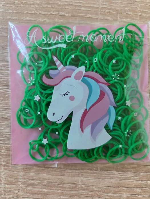 Tenké gumičky pro jednorožce zelené