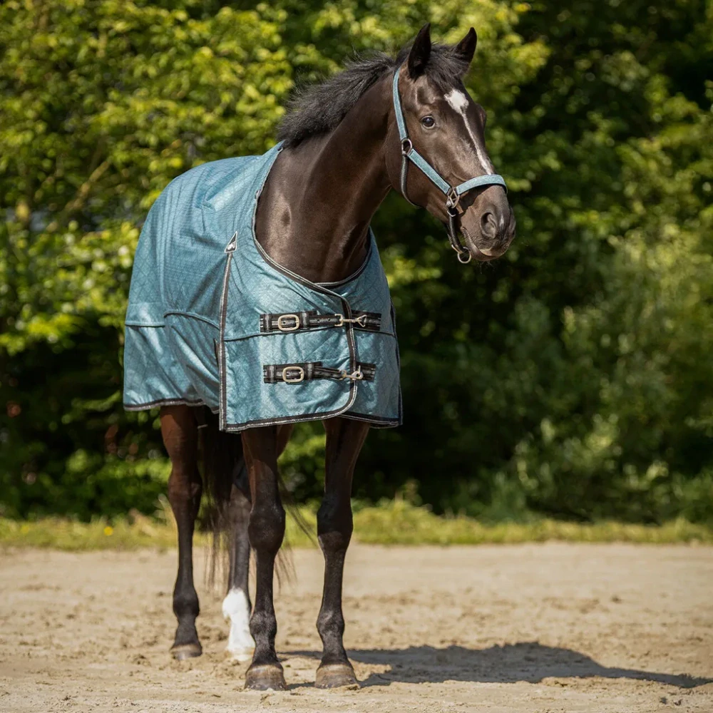Výběhová deka QHP s fleecem zelená, vel. 145cm
