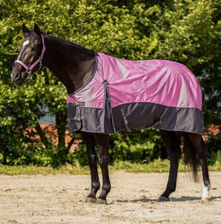 Výběhová deka QHP s fleecem růžová, vel. 155cm